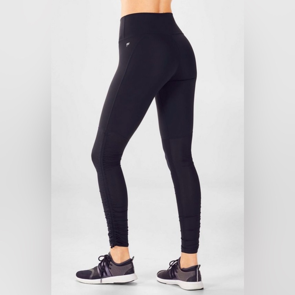 Fabletics Cashel Foldover PureLuxe Leggings, Cinch Hem, Black, Size Small